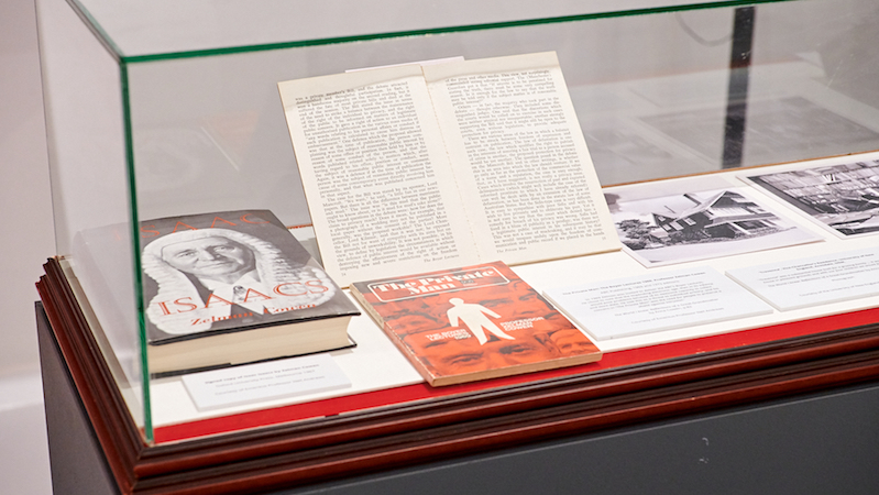 Display of documents at the Sir Zelman Cowen exhibition.