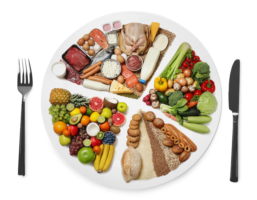 Food separated on a plate