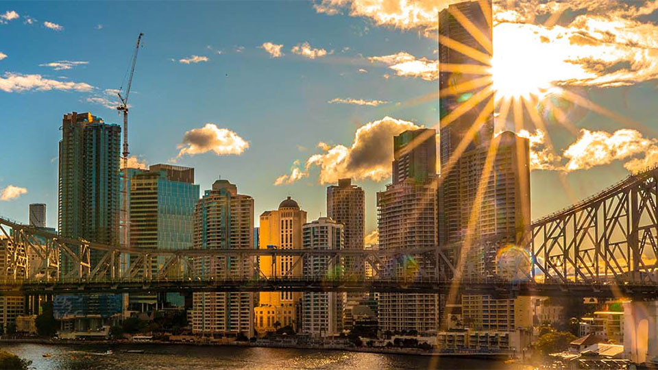 Brisbane skyline sunset