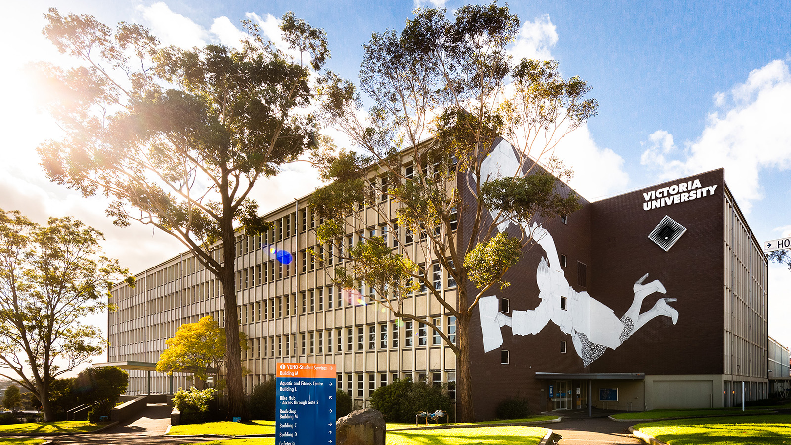 Artwork on the side of Building D, Footscray Park Campus