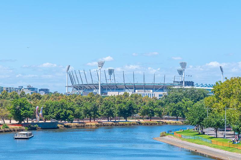 View of the Yarra river, with the MCG in the background