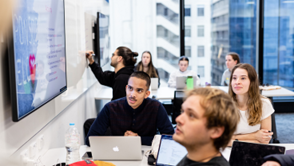 Students in class at VU City Tower