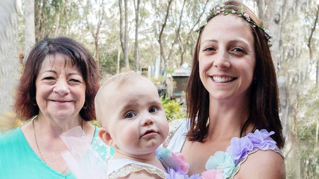 Elyse Hocking (right) with mother (left) and baby (middle)