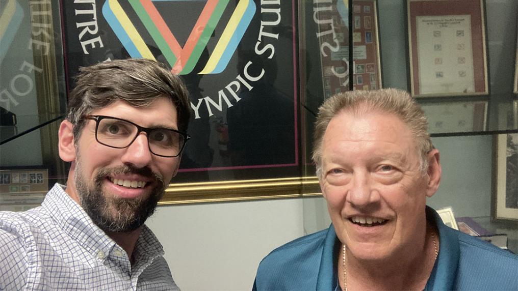 Dr Richard Baka of the OPRC at VU and Alan Oldham, PhD student at the International Centre for Olympic Studies at Western University, London, Canada 