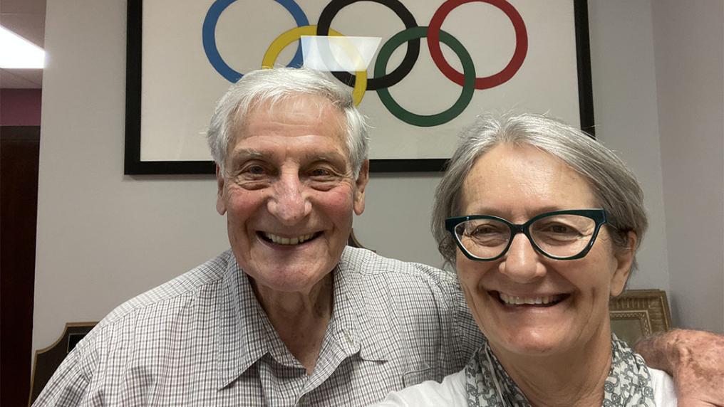 Professor Tracy Taylor of the OPRC at VU and Professor Emeritus, Dr Bob Barney of the International Centre for Olympic Studies at Western University, London, Canada 