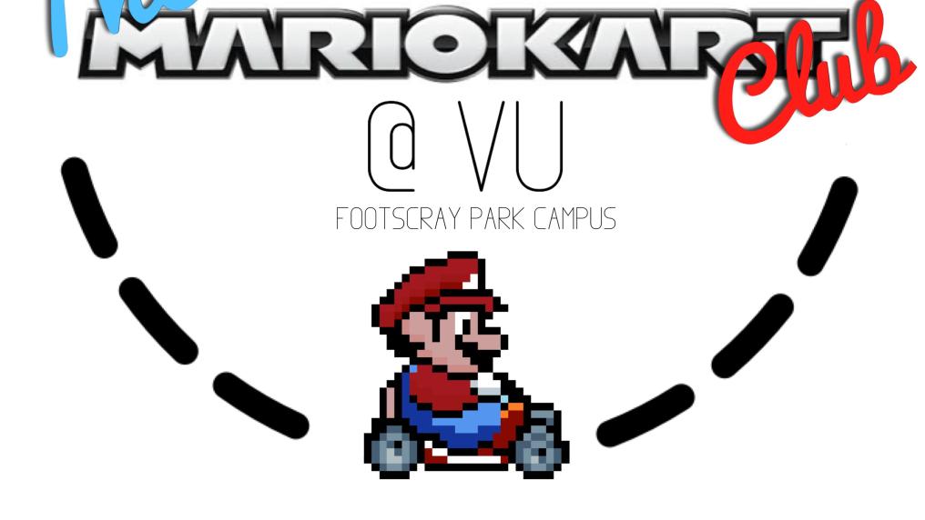 A logo with a Mario cart figure and MarioKart Club @ VU