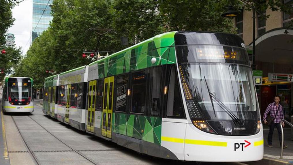 One of Melbourne's trams in the city.