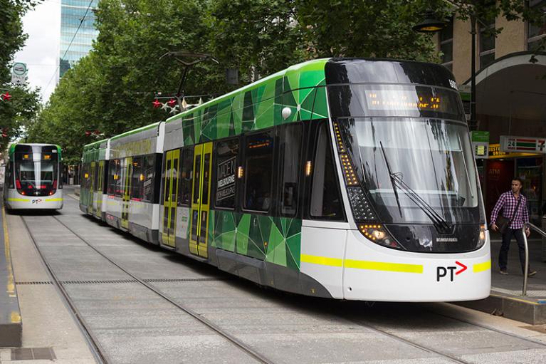 One of Melbourne's trams in the city.